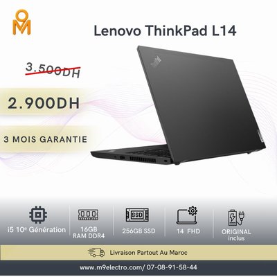 Lenovo ThinkPad L14 i5 10ᵉ Génération | 16Go RAM | 256Go SSD | Écran 14" Full HD